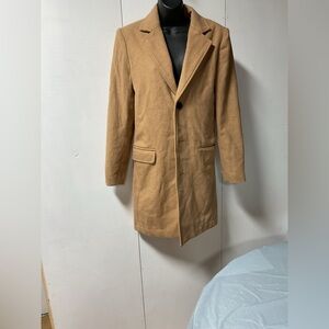 Women's Camel Single-Button Wool-Blend Bomber Coat